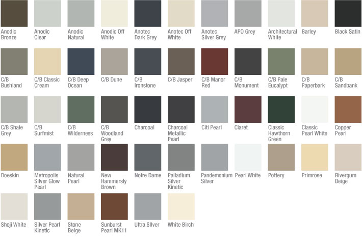 Heritage standard colour options